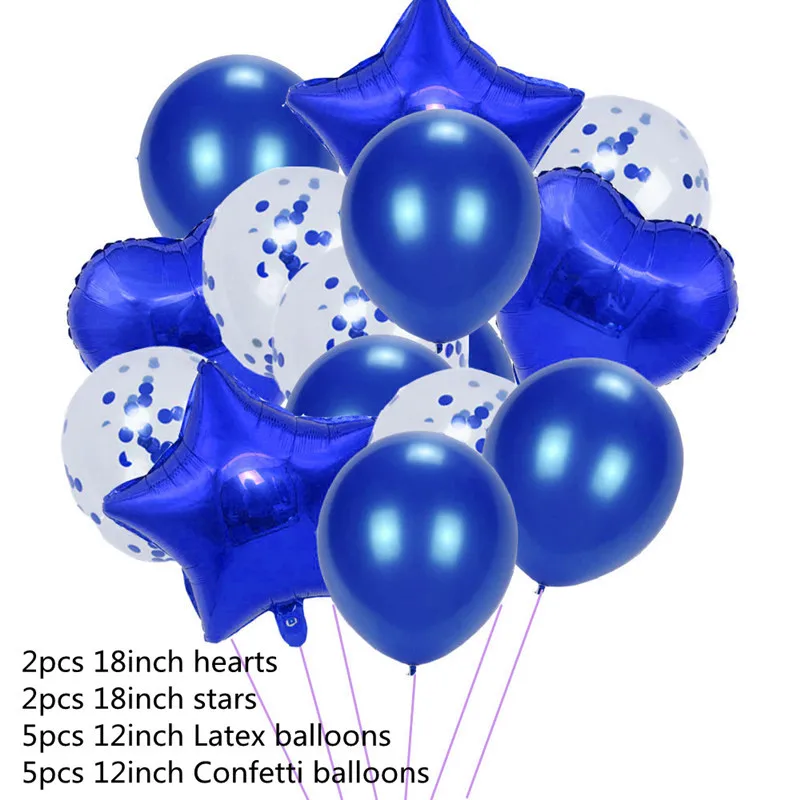 Balloon-14Pcs-Blue Шар с днем рождения Воздушные буквы альфабе розово-золотые фольгированные шары День рождения украшения для детей и взрослых Гелиевый шар Globos - Цвет: Balloon-14Pcs-Blue