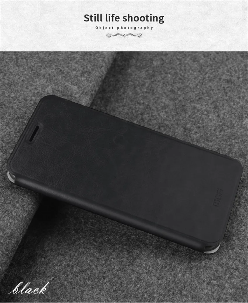 black case Чехол-книжка MOFI для Xiaomi Redmi 7A, высококачественный кожаный чехол-подставка для Xiaomi Redmi 7A - Цвет: black case