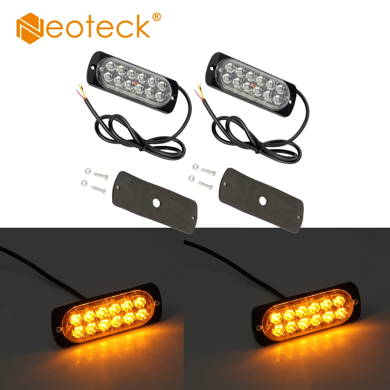 Neoteck 2 шт. 12В 24В Янтарный проблесковый свет для восстановления 12 светодиодных