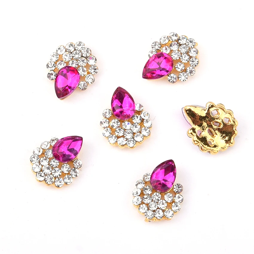 10 шт. сплава блестящие камни для drop Стразы Золотые наклейки ногтей в форме