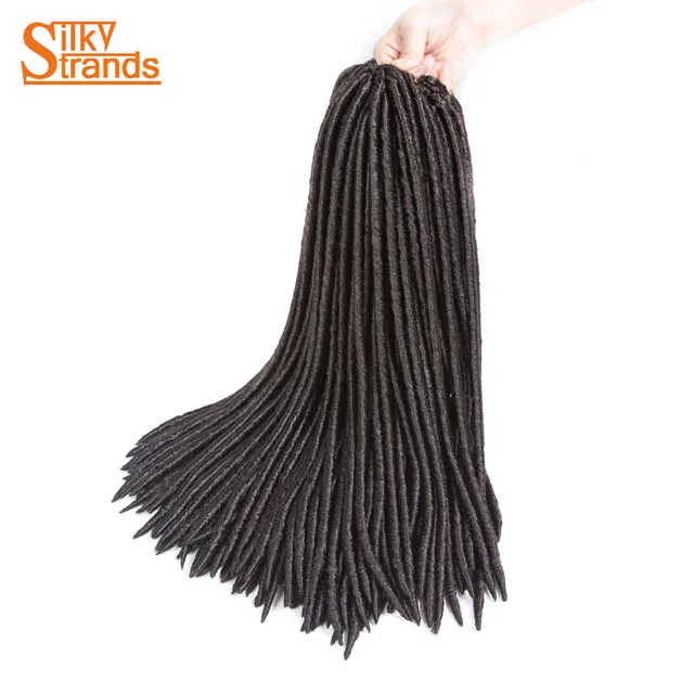 Шелковистые пряди синтетические вязанные крючком Faux locs накладные волосы Омбре плетение волос крючком косы 2X замки цвета - Цвет: #4
