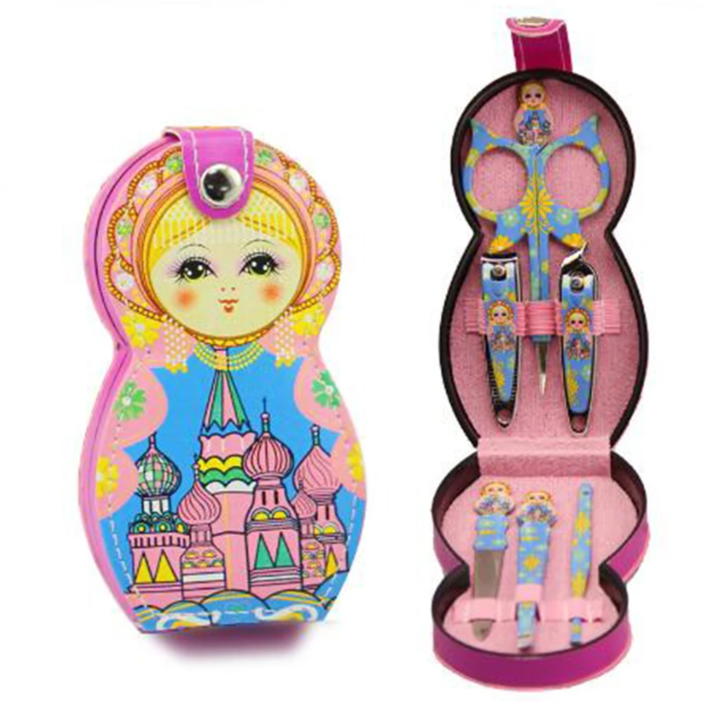 Русский Matryoshka клиппер маникюрный набор пинцет, ножницы для ушей пилочка для ногтей Уход за ногтями Путешествия Красота портативный педикюр инструменты
