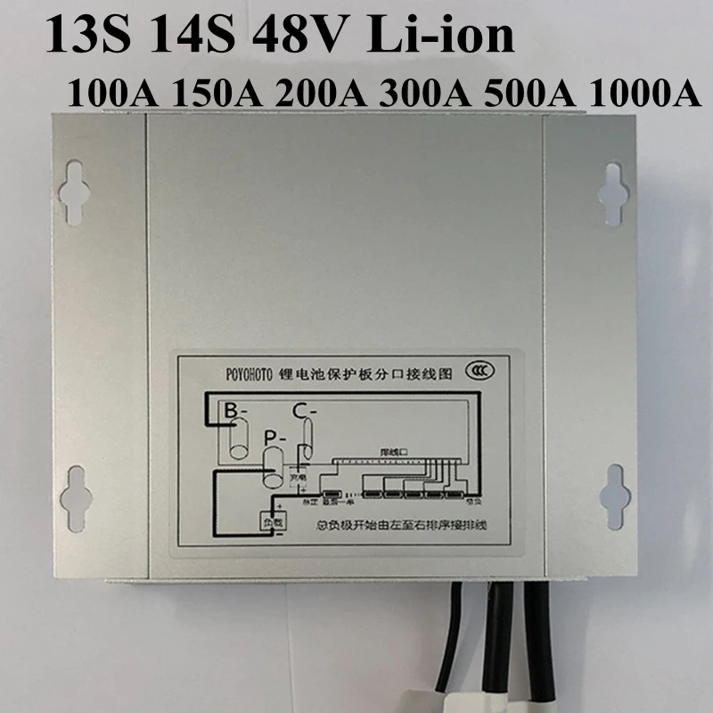 13S 14S 1000A 500A 300A 200A 150A 100A BMS 13S 48V 14S 51,8 V литий-ионный литиевый аккумулятор BMS для 48В транспортного средства