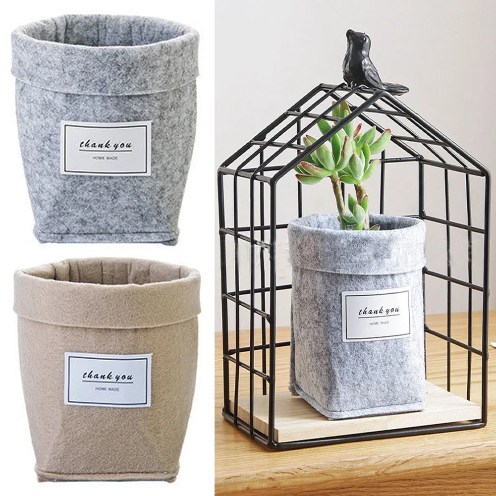 Desktop Plants Home Decorations Grow Bag Garden Supplies Felt Fleshy Thicken Flower Basket Vintage | Дом и сад