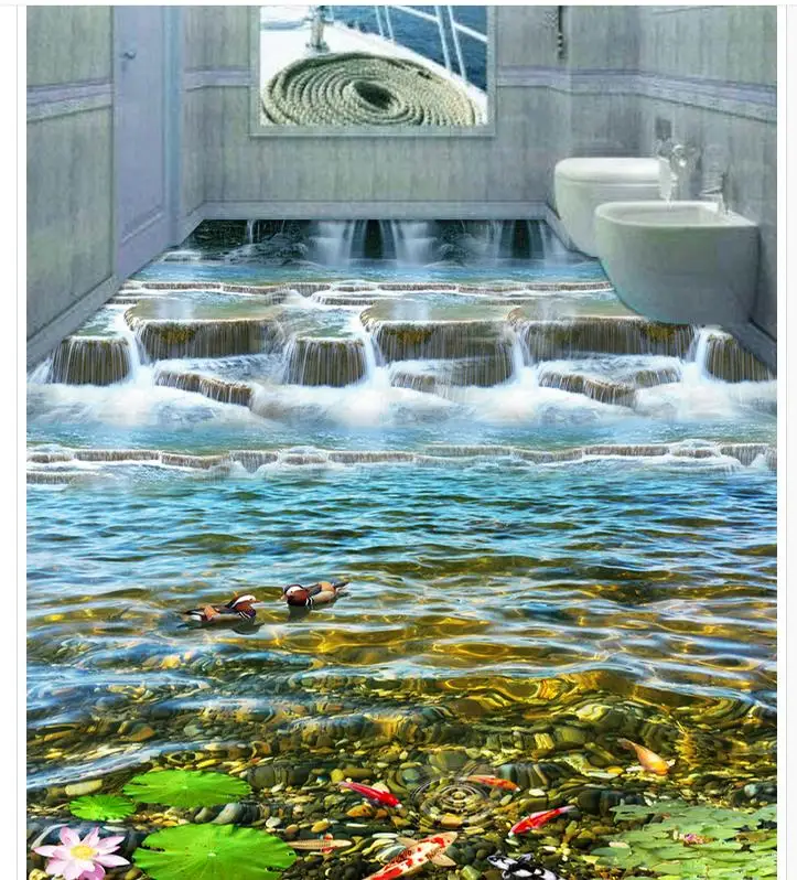 Пользовательские фото пол 3D обои современное искусство водопад утка мандарин