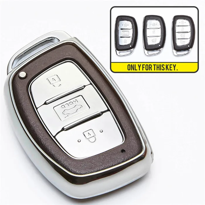 Silver Мягкий чехол для ключей автомобиля из ТПУ для hyundai Solaris I10 I20 Tucson Elantra Creta Santa fe I30 Verna I40 Accent аксессуары - Название цвета: Silver
