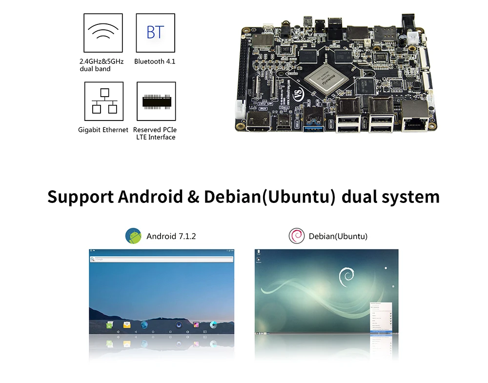 MECOOL VS-RK3399 DIY VP9 Android tv Box 7,1 RK3399 Mali-T860 Smart tv Box 4K 4 GB/32 GB ram телеприставка супер макетная плата