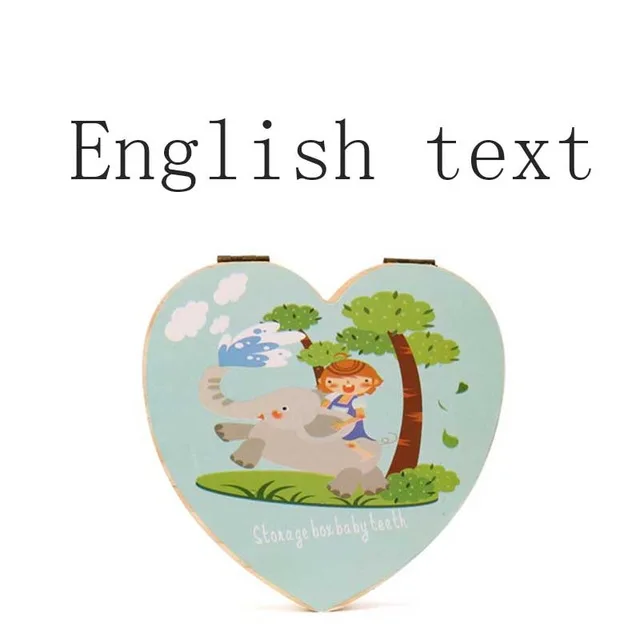 english text C Детский деревянный ящик для зубов португальский/английский/испанский/французский/Чешский деревянный органайзер для молочных зубов Сувенирный чехол для хранения - Цвет: english text C