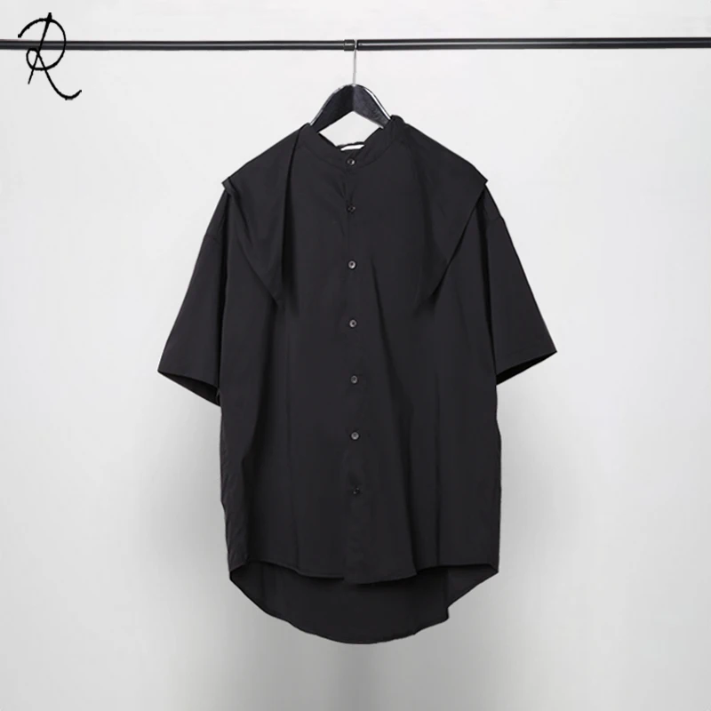 

S-5XL 2018 New Men's clothing fashion Gd Dj Hair Stylist Singer Retro Detachable cap short sleeve shirt plus size costumes