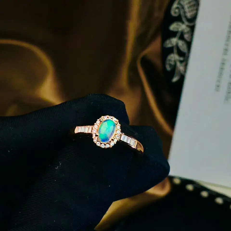 Ring MeiBaPJ натуральный опал драгоценный камень серьги кольцо ожерелье браслет 4 шт. Сиут для женщин Настоящее 925 пробы серебро ювелирные изделия набор - Цвет камня: Ring