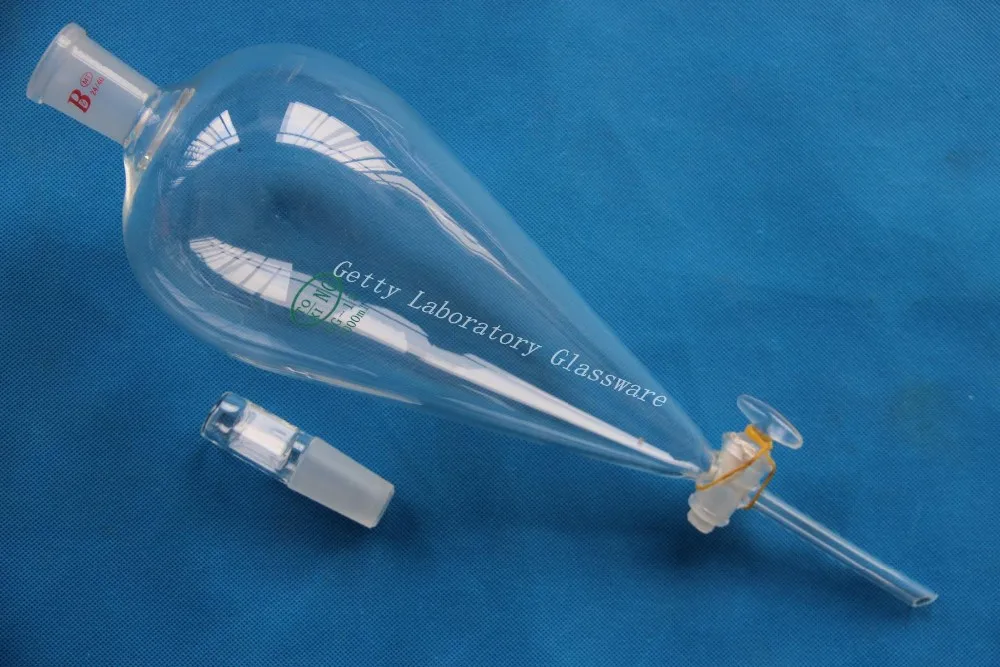 

1000mL (1L) Pyriform Separatory funnel, dropping funnel with straight tip out for drip, 24/40 joint,Glass Stopcock