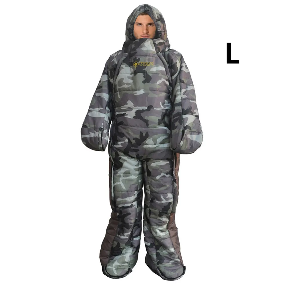 camouflage L Мумия кемпинг спальный мешок человеческого тела дизайн портативный легкий 4 сезона спальные мешки с руками и ногами Открытый Кемпинг - Цвет: camouflage L