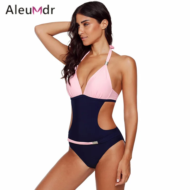 Aleumdr цельный купальник женский сексуальный с открытой спиной Холтер Цельный