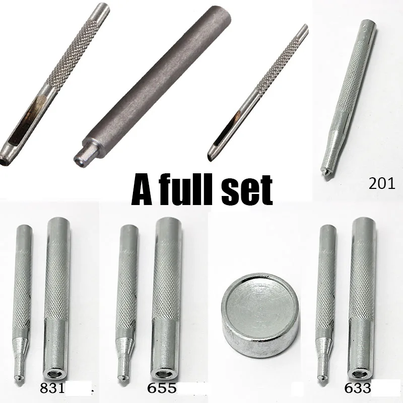 8PCS/SET Diy Metal Buttons Jean Button Leather Craft Tool Die Punch Snap Kit Rivet Setter With Base |