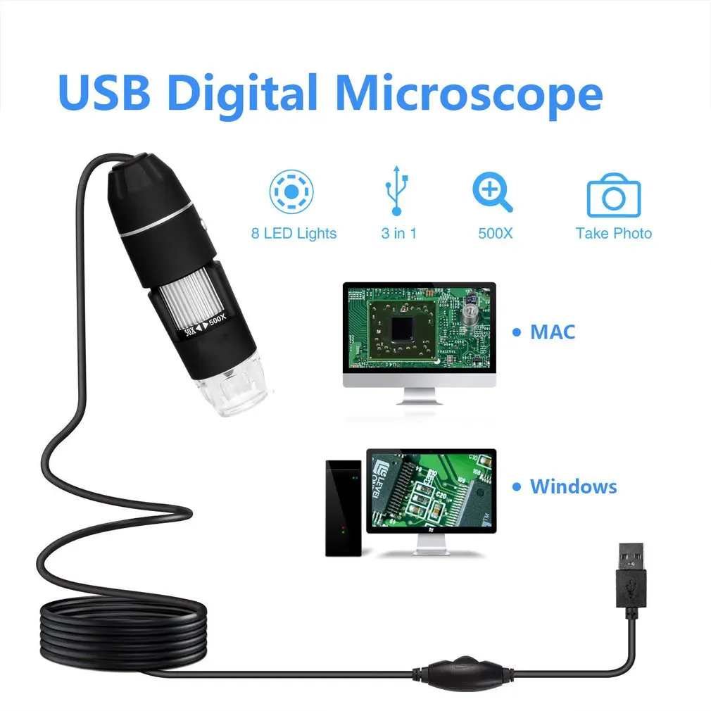Многофункциональный портативный USB цифровой микроскоп 300000 изображений USB электронный без кронштейна