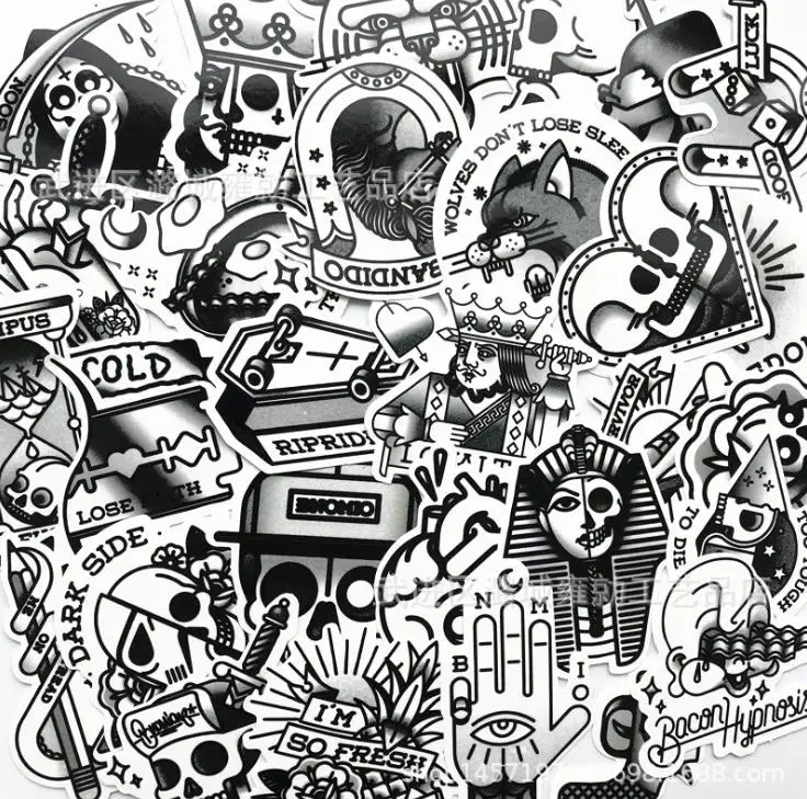 

29PCS old school American retro tattoo pattern notebook suitcase skateboard graffiti trend box decoration stickers