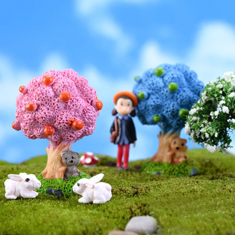 2 шт. искусственный APPLE Медведь Дерево миниатюрный сказочный сад дома украшения