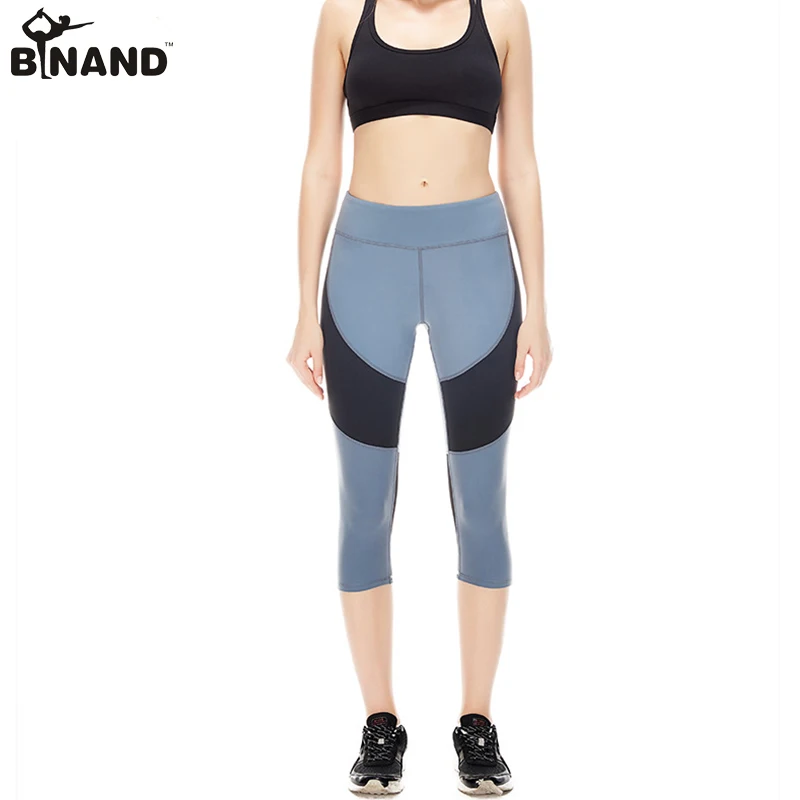 BINAND Female Mesh Yoga Capris Workout Gym Sports Pants Soft Fitness Hips Push Up Slim Tights Exercises Jogging Trousers | Спорт и