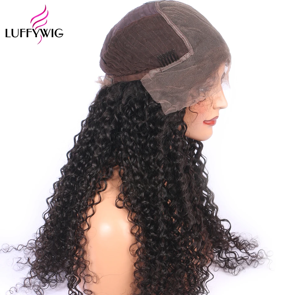 LUFFYHAIR remy Волосы Кудрявые 13X6 парик фронта шнурка монголоидные человеческие волосы 250% высокая плотность предварительно сорвал глубокий парик Детские волосы