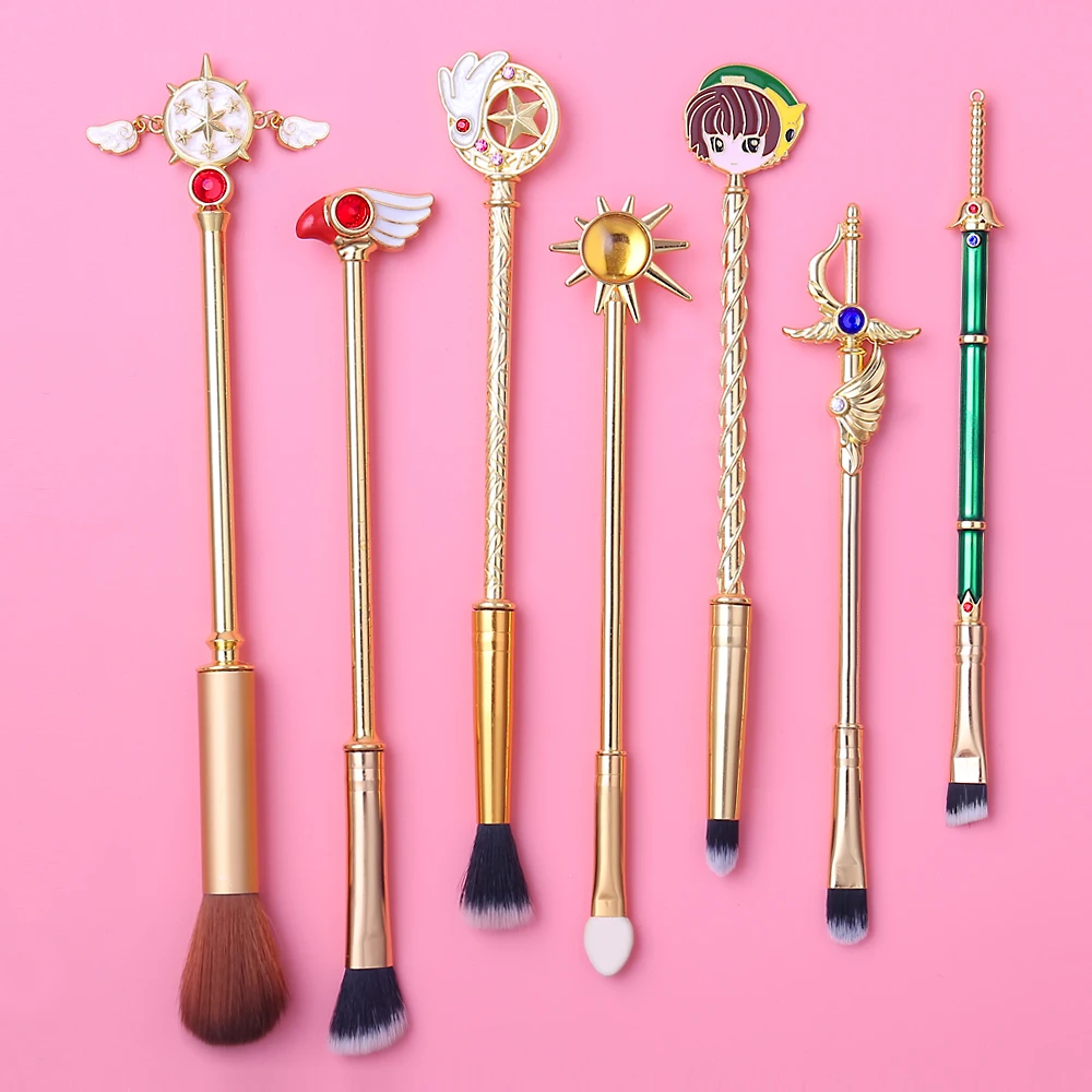 Cardcaptor Sakura кисти для макияжа Косметическая металлическая ручка с кристаллами основа для теней Губка кисти косметические инструменты