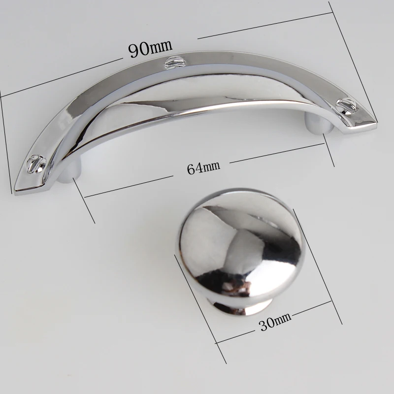

64mm modern simple shiny silver cup shell drawer cabinet pulls knobs 2.5" bright chrome dresser cupboard handle knob