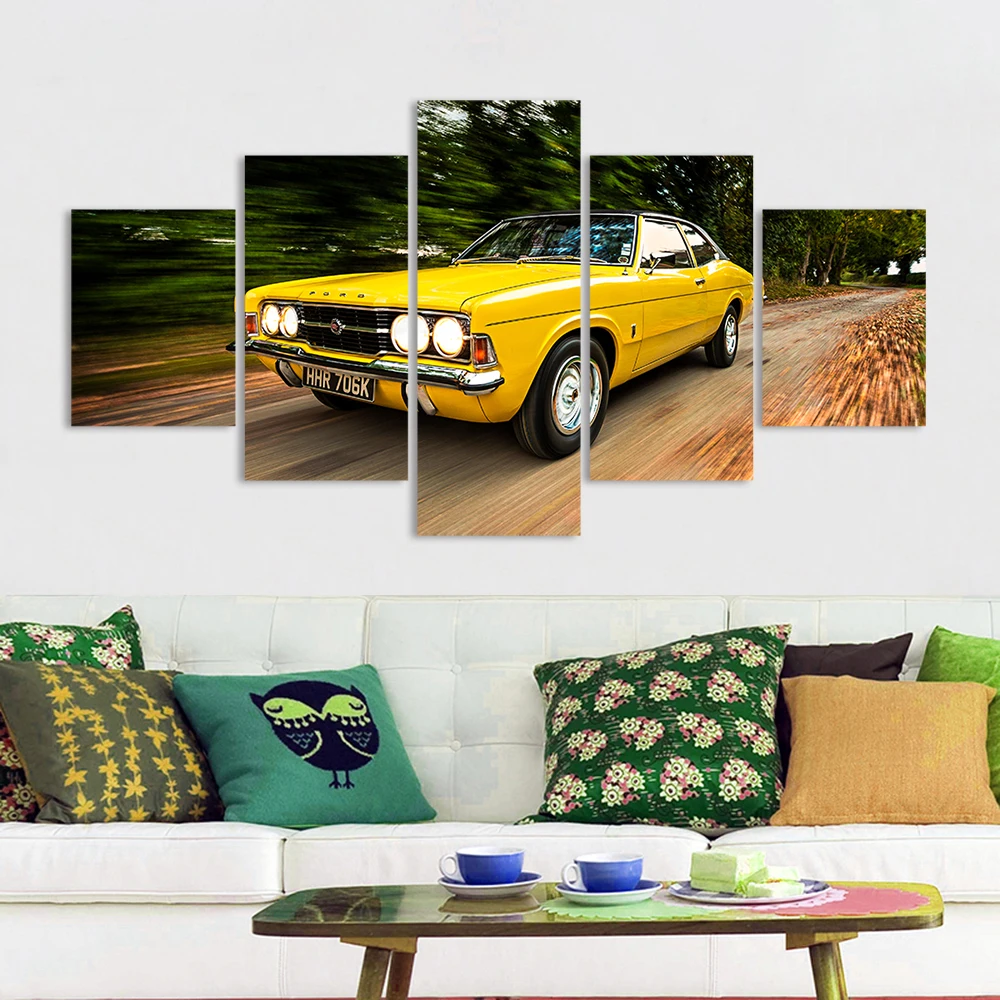 HDARTISAN настенная живопись холст Картина пейзаж печать картина машина в лесу для