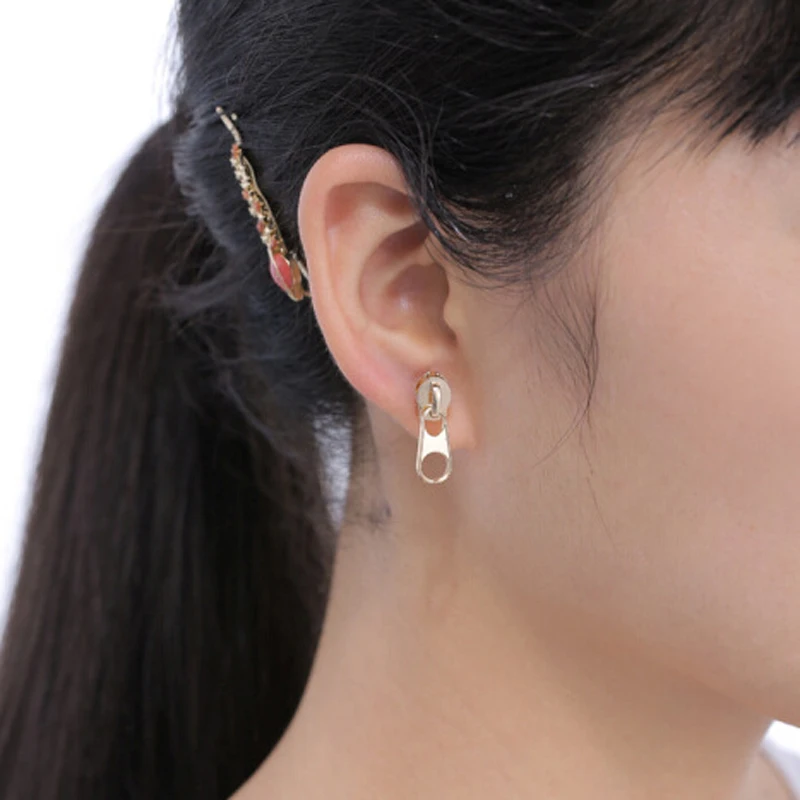 1Pair Women Mujer Funny Unisex Studs Earrings Pendientes Ear Jewelry Fashion Zipper Cute Punk | Украшения и аксессуары