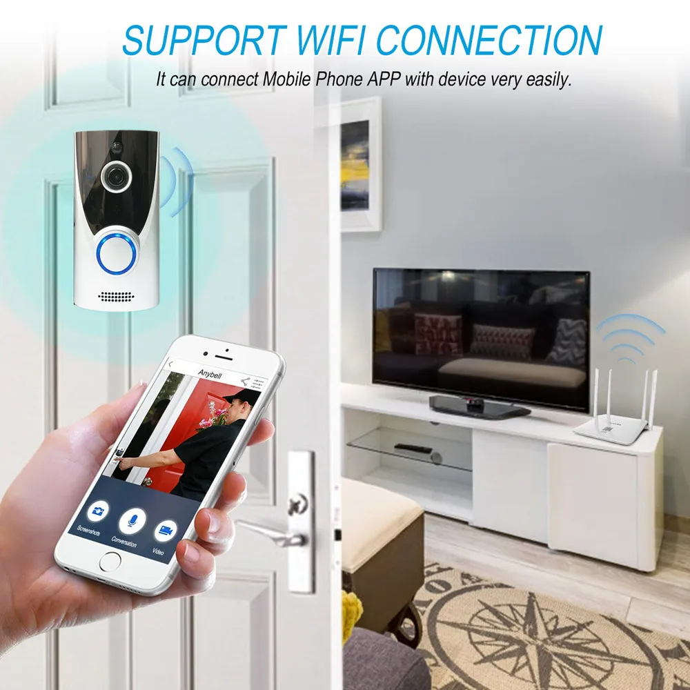 UCYBO wifi видео дверной звонок 1080P HD беспроводной видеодомофон для домашней безопасности ip-камера Infared IR pir сигнализация видеодомофон