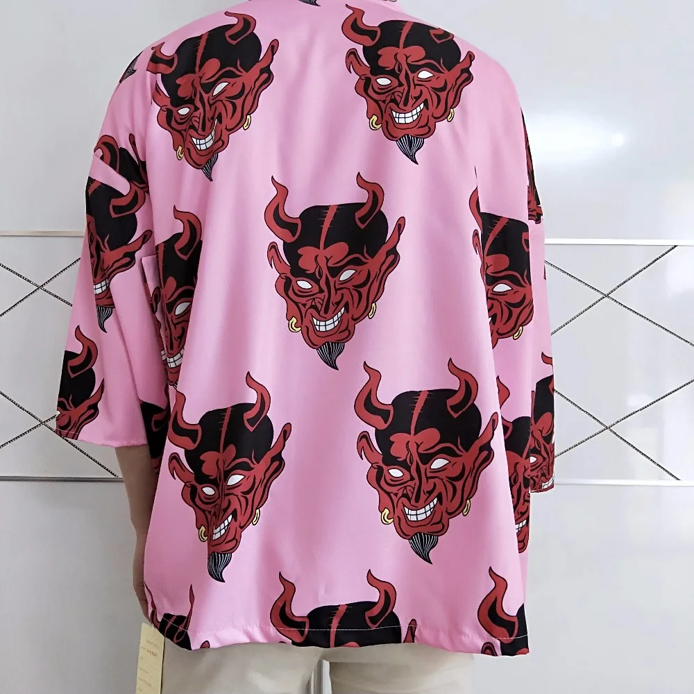 Японский ukiyo печатных кимоно кардиган куртки мужские harajuku рыбы цветочный принт Повседневная Уличная одежда пальто Верхняя одежда