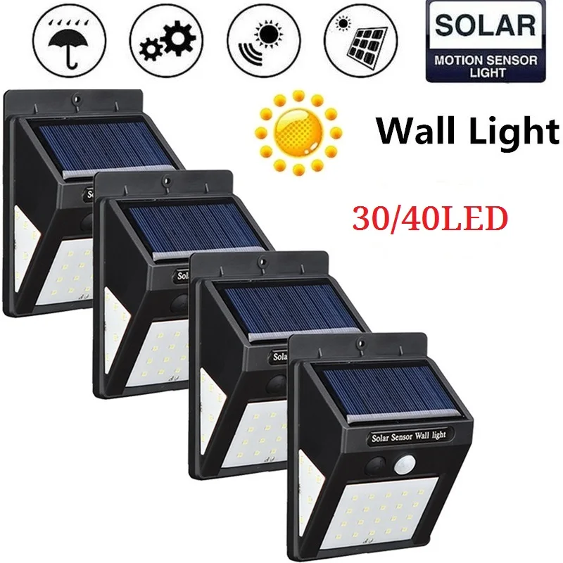 3 сторонние светящиеся светодиодные настенные лампы на солнечной батарее