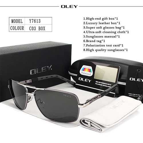 Y8724 C3 BOX OLEY, Брендовые мужские поляризованные солнцезащитные очки, wo, мужские солнцезащитные очки, очки для вождения, Oculos, поддержка логотипа, на заказ, Y8724 - Цвет линз: Y8724 C3 BOX