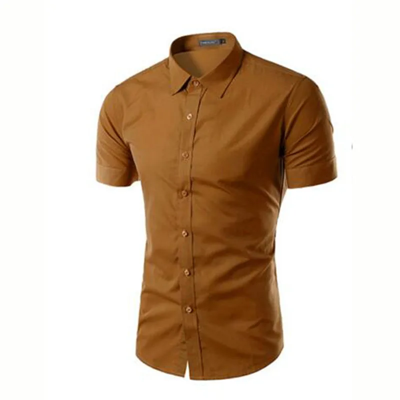 Лидер продаж Летние повседневные рубашки с короткими рукавами Camisa однотонные