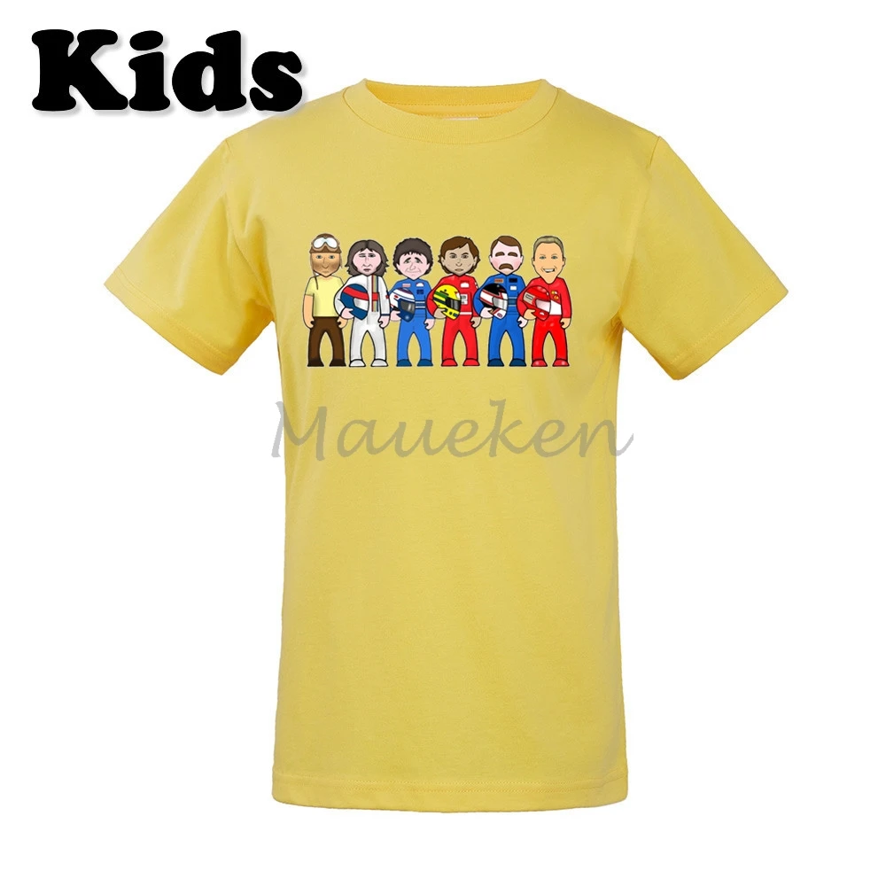 Детская футболка Juan Manuel Fangio Michael Schumacher Ayrton Senna Alain Prost Nigel Mansell для мальчиков и
