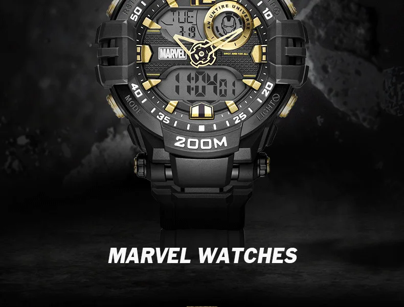 MARVEL Мужские часы Роскошные Железный человек 20Bar водонепроницаемые цифровые мужские наручные часы Модные Спортивные Полный календарь disney Мальчики Часы