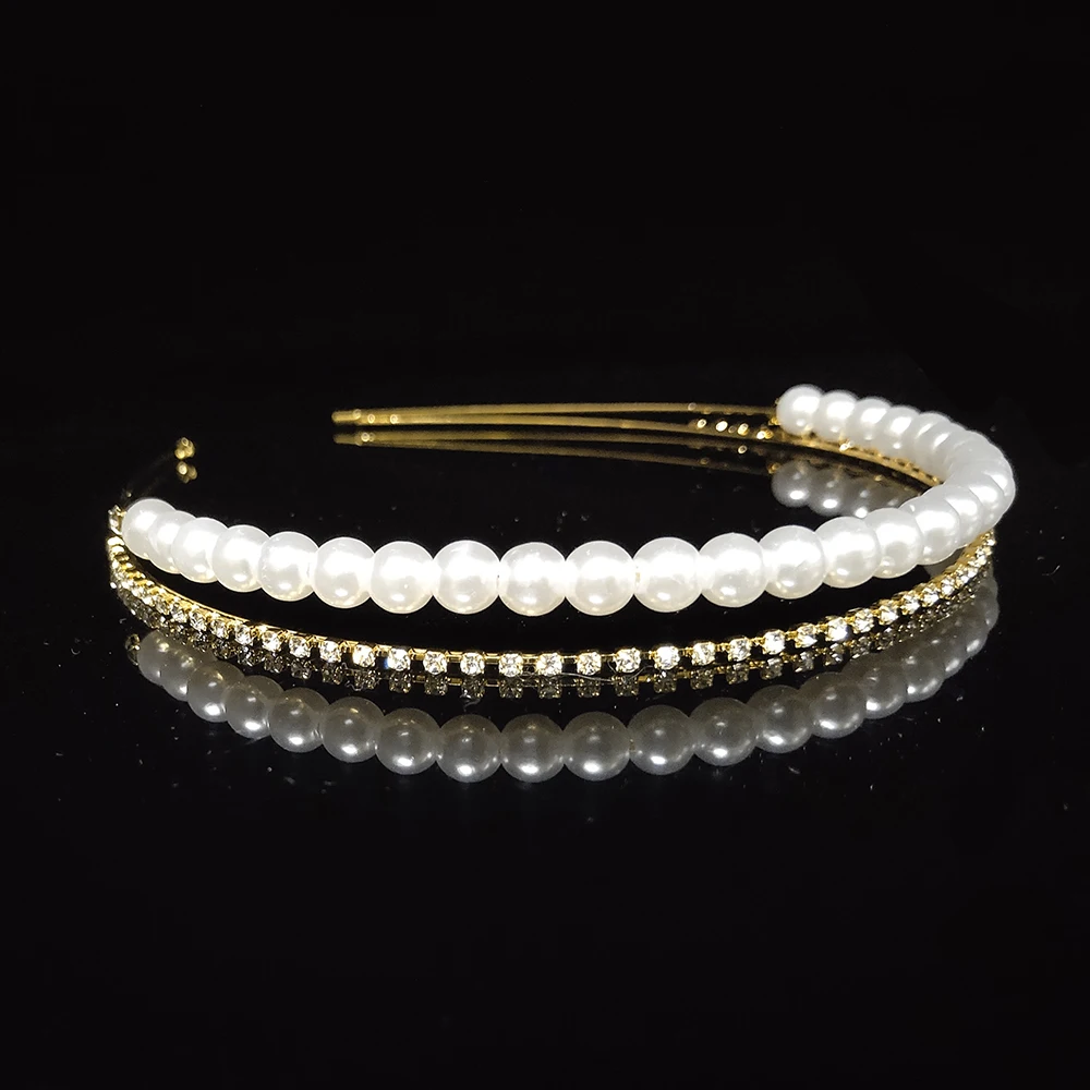 Женская элегантная тиара с жемчужинами свадебная принцессы кристаллами