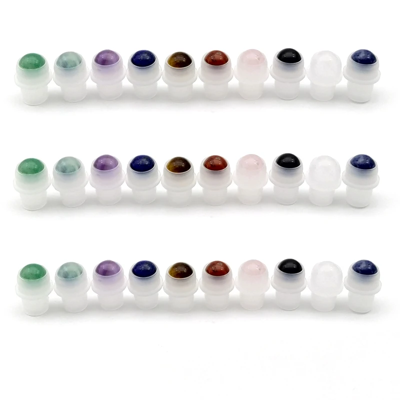 

colorful Natural Gemstone Roller Ball Accessories Fit 5ml 10ml Perfume Essential Oil Roll On Thick Glass Bottles 5000pcs