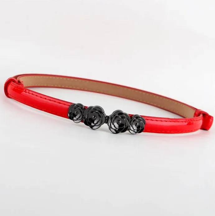 style 7 red color Новые модные тонкие ремни для женщин цветок застежка Женская лакированная кожа женский ремень платье Отрегулируйте cintos femininos черный свадебный - Color: style 7 red color