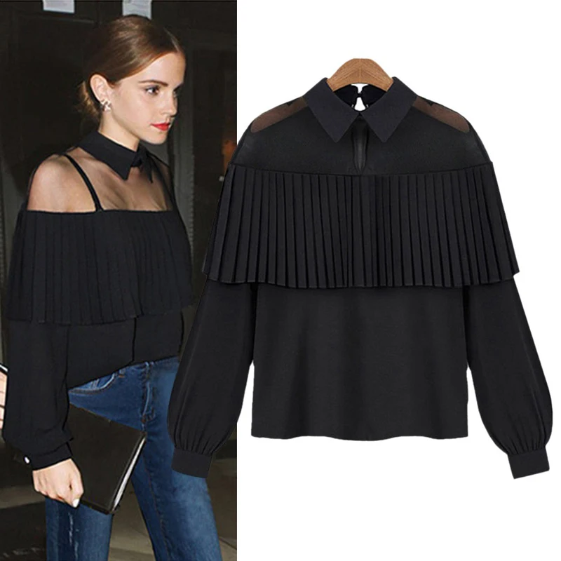 Для женщин шифон Рубашки для мальчиков Блузки малышек оборками Топы с длинными