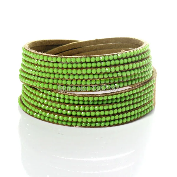 2 Wrap Fashionable Adjustable Button Crystal strass Leather Rhinestone cuff Authentique bracelet | Украшения и аксессуары