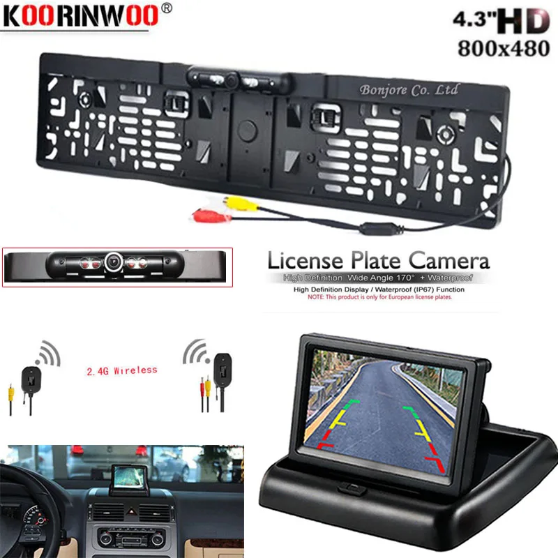 Беспроводная автомобильная камера Koorinwoo складной монитор рамка для номерного