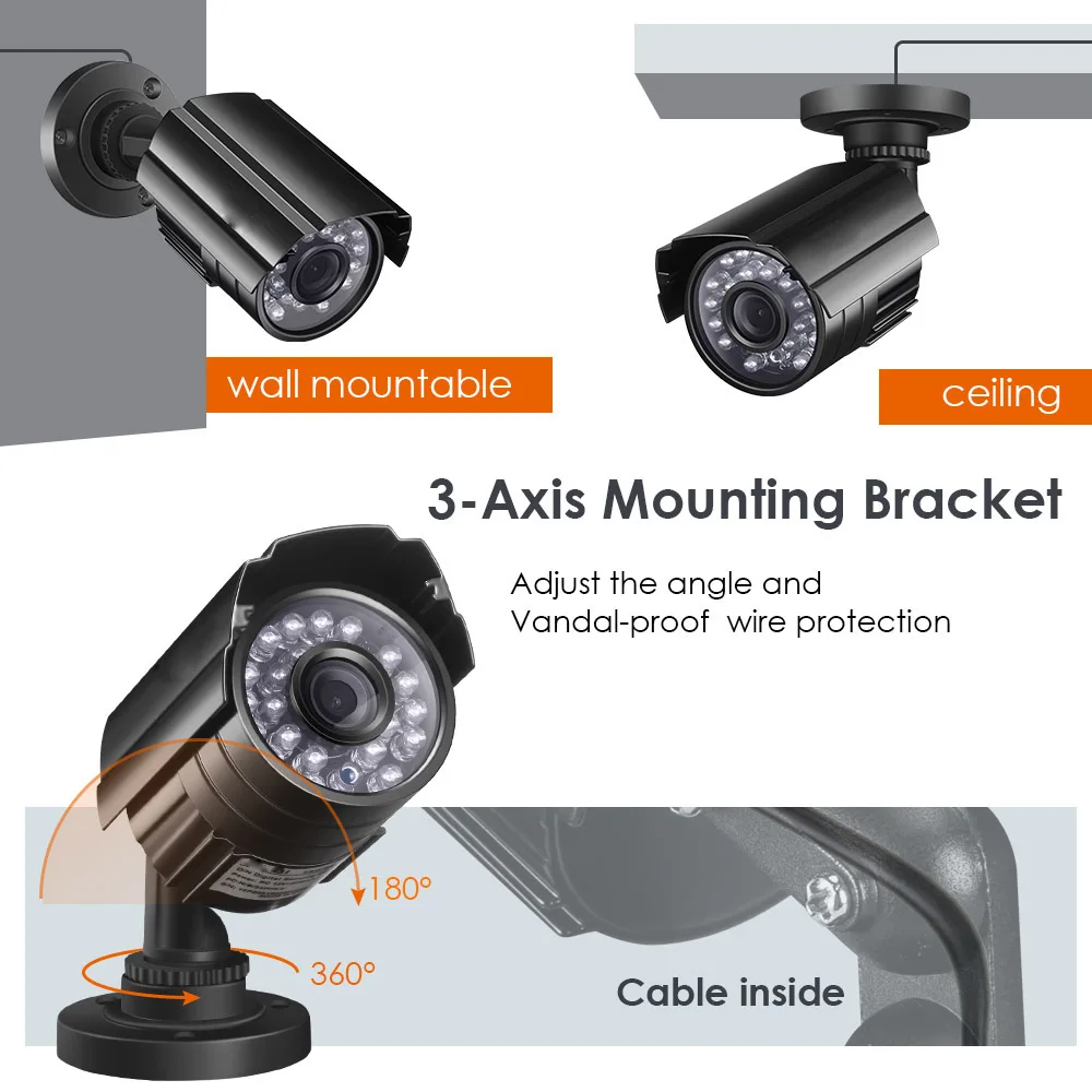 LOFAM 16CH 2MP 1080P CCTV System HDMI DVR 8PCS Bullet Outdoor Dome Indoor Home Video Security Cameras Surveillance | Безопасность и