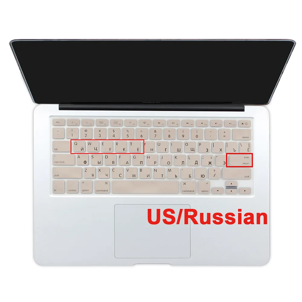 gold США введите русский алфавит силиконовый чехол для клавиатуры MacBook Air 13 Pro 13 15 17 дюймов retina A1466 A1502 A1398 - Цвет: gold