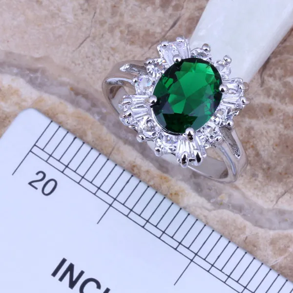 Комплект из кольца и серёг с фианитом 6 / 7 8 9 10 дюймов|silver jewelry set|jewelry setsearring pendant |