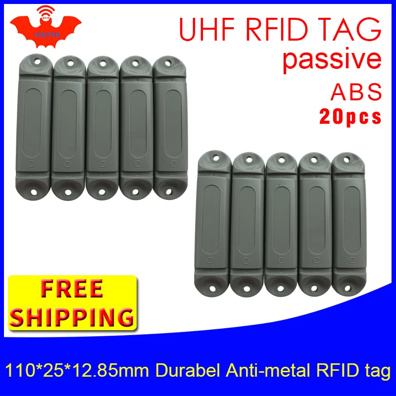 UHF RFID metal tag 915m 868mhz M4QT EPC 110*25*12.85mm 20pcs free shipping durable ABS storing cage smart card passive RFID tags