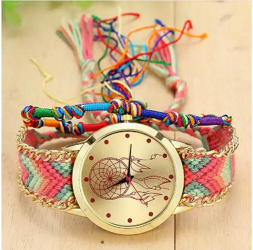Женские винтажные кварцевые часы ручной работы трикотажные Dreamcatcher Friendship Relojes Mujer