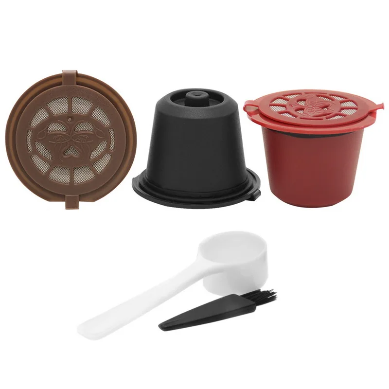 3 Pcs Mix add Brush Многоразовые кофейные капсулы Nespresso с 1 пластиковой ложкой, фильтрующие капсулы для оригинальной линии, фильтры Siccsaee - Цвет: 3 Pcs Mix add Brush