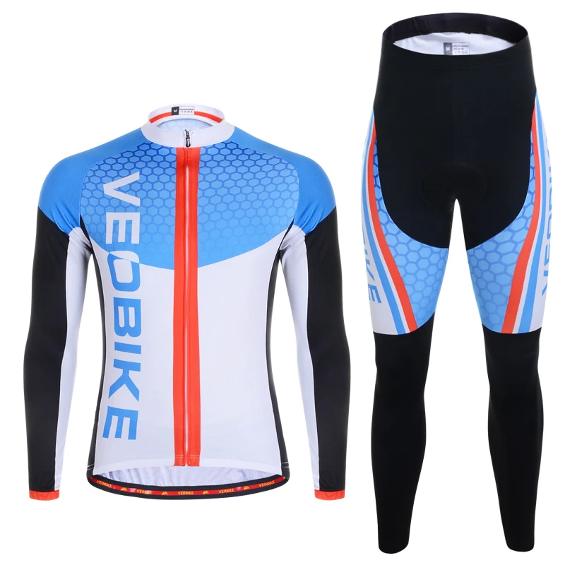 long set 2 VEOBIKE Осенняя мужская футболка с длинным рукавом для велоспорта, набор Pro Team, 3D гелевая одежда для горного велосипеда, быстросохнущая одежда для велоспорта, спортивные костюмы - Цвет: long set 2