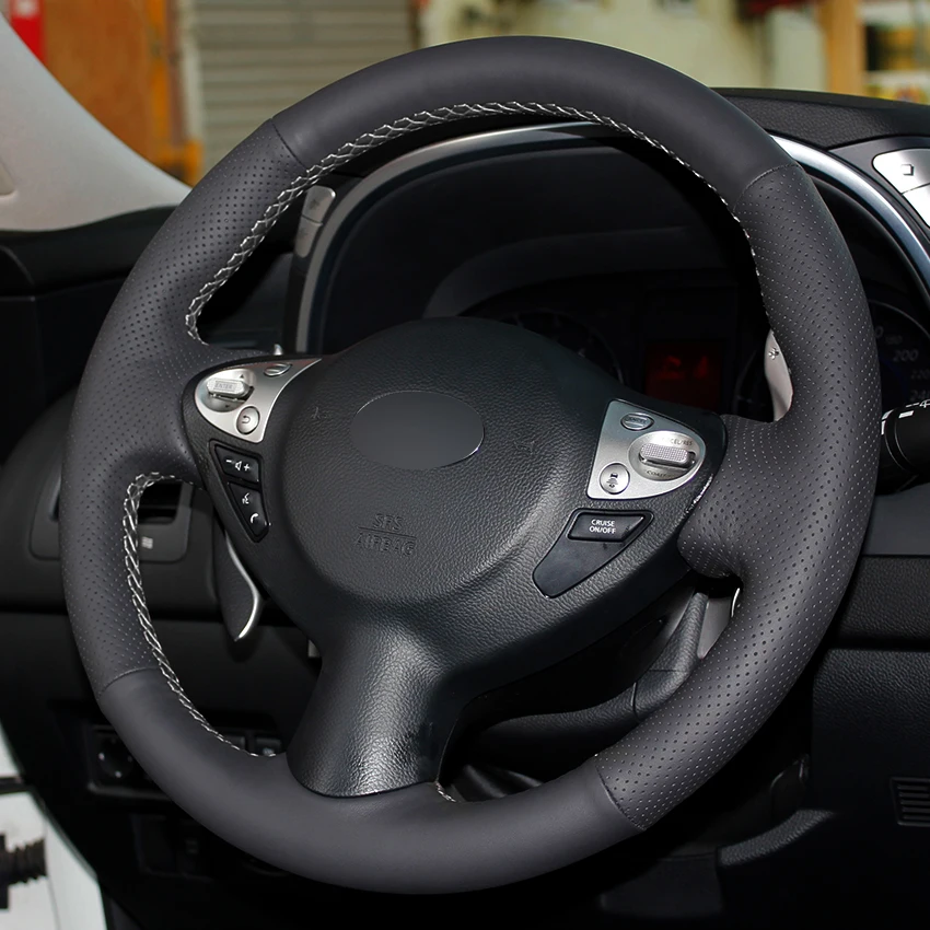 Черная кожаная крышка рулевого колеса автомобиля для Infiniti FX FX35 FX37 FX50 Nissan Juke Maxima 2009
