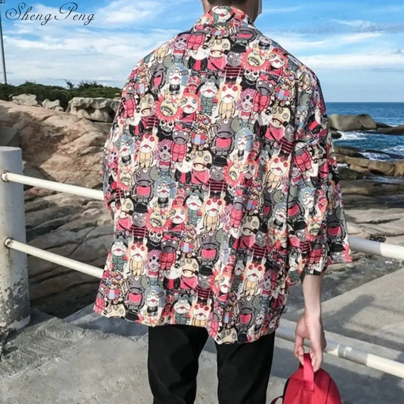 Японские кимоно для мужчин кардиган рубашка блузка юката мужчин haori obi одежда самураев мужской кимоно кардиган G006