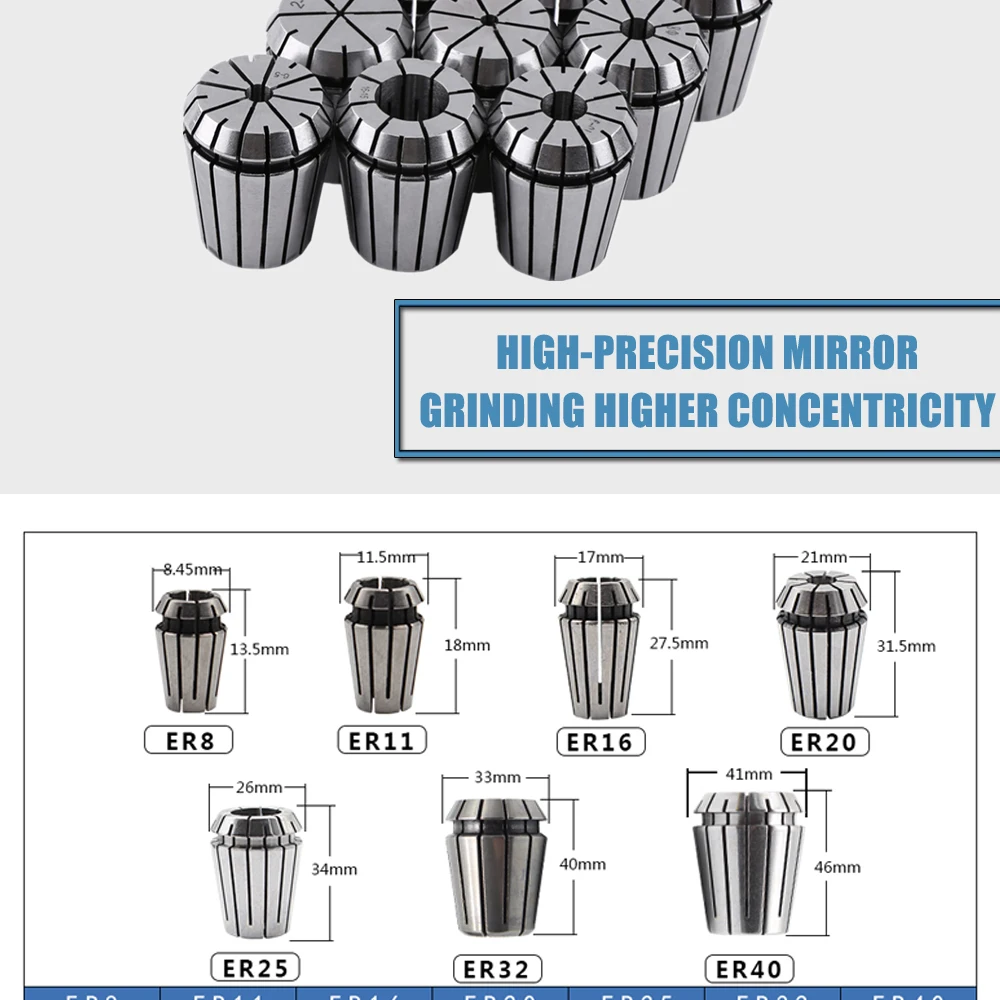 ER40 1 шт. Collet de Printemps Morceau ансамбль 3 мм-26 мм для ЧПУ Serrage Gravure Printemps Collet Fraisage Tour Outil